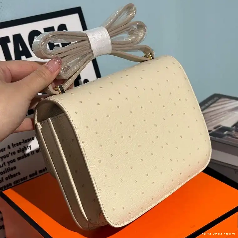Affordable Hermes Gold White Constance Leather Ostrich Hardware Bag In 0416